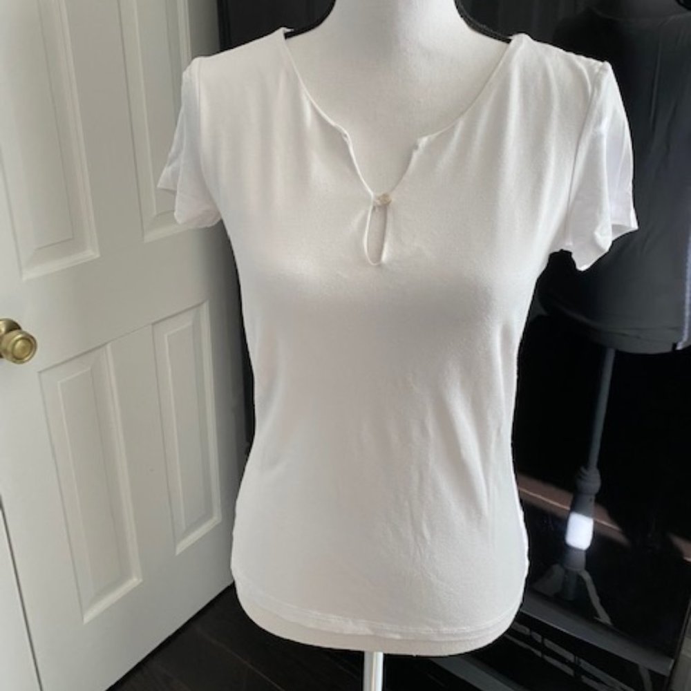 White T-Shirt with button